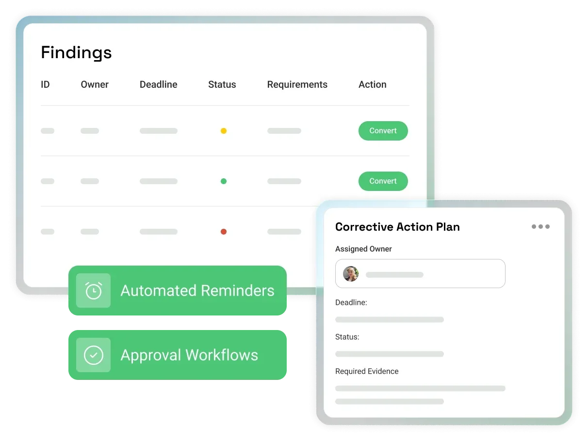 osapiens HUB audit finding and corrective-action workflow interface