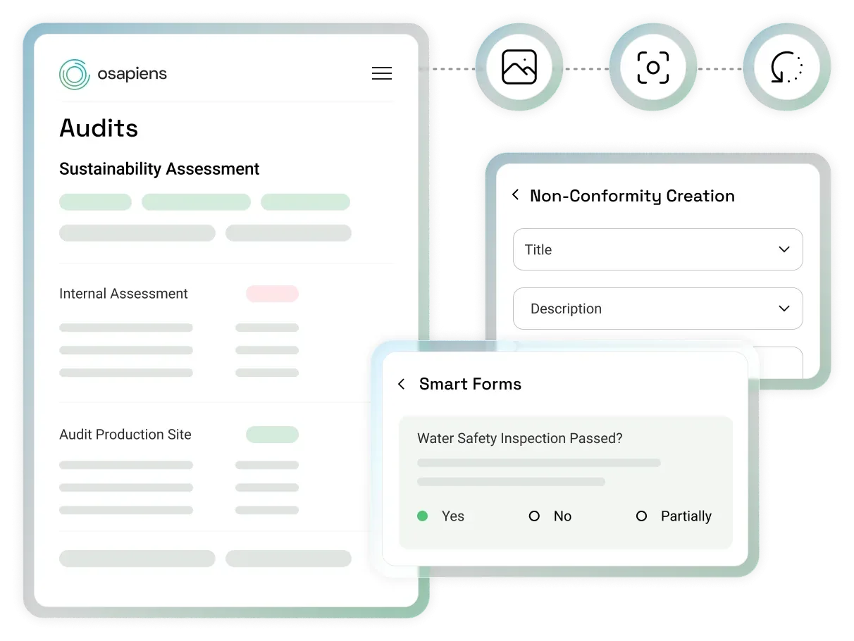osapiens HUB mobile audit checklist with evidence capture